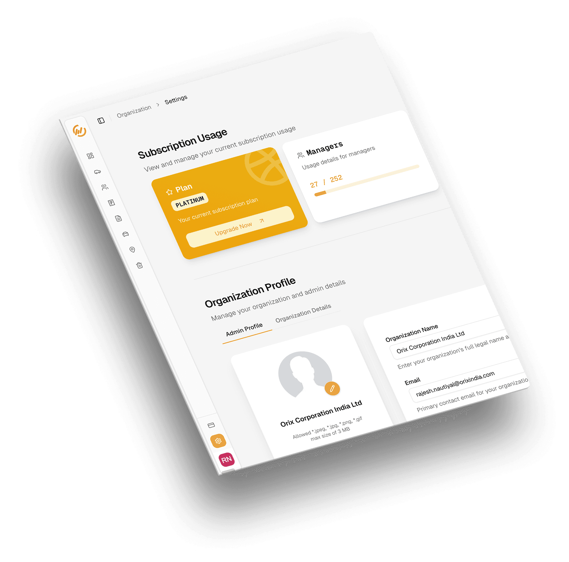 Fleet Management — Challan dashboard